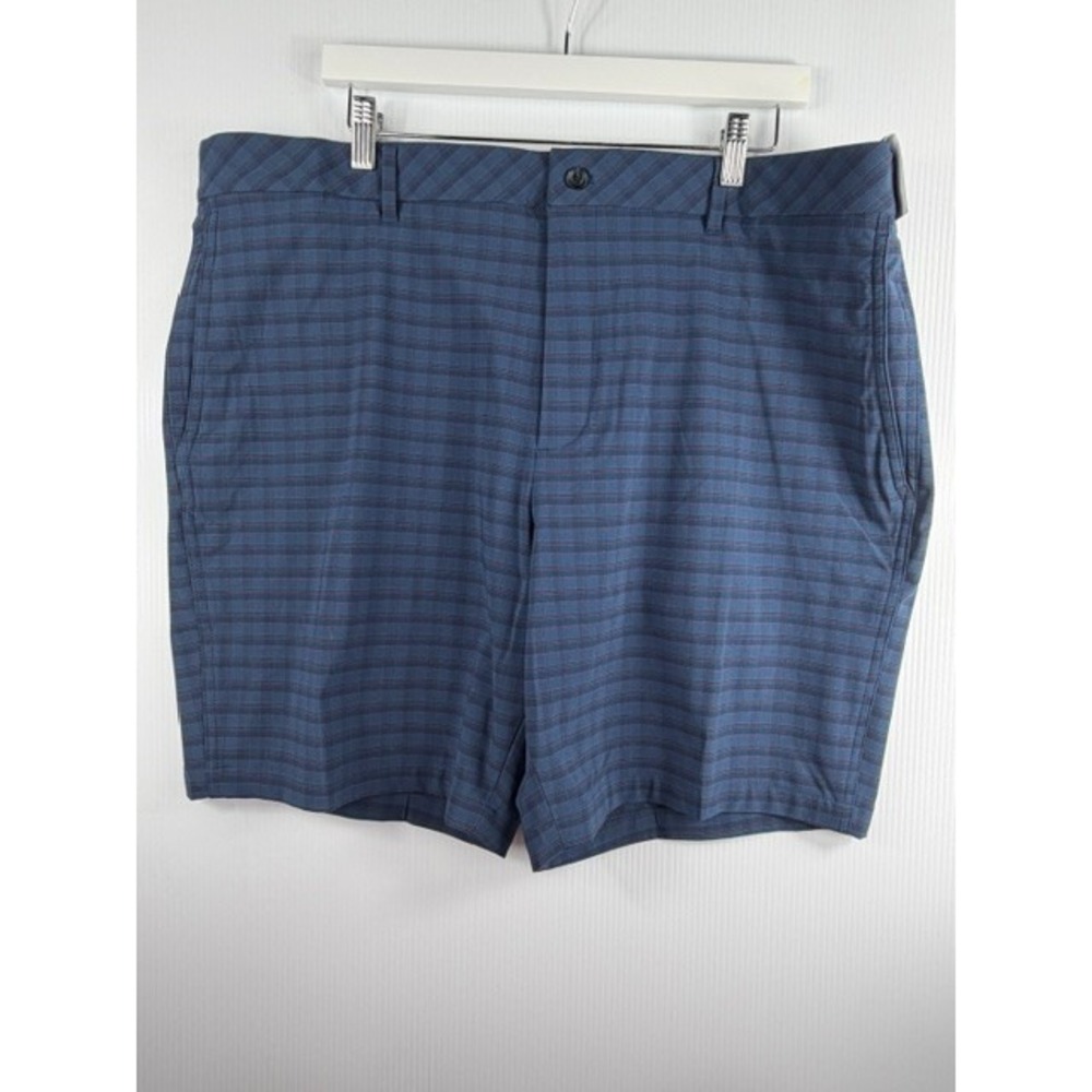 Walter Hagen Mens Shorts Size 42 Golf Plaid PureFlex Performance Navy Blue 9"
